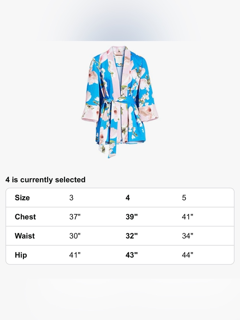 Ted Baker Amaree Blue Floral Pleat-Back Kimono Jacket + Cami l US Size 4 - Picture 7 of 15